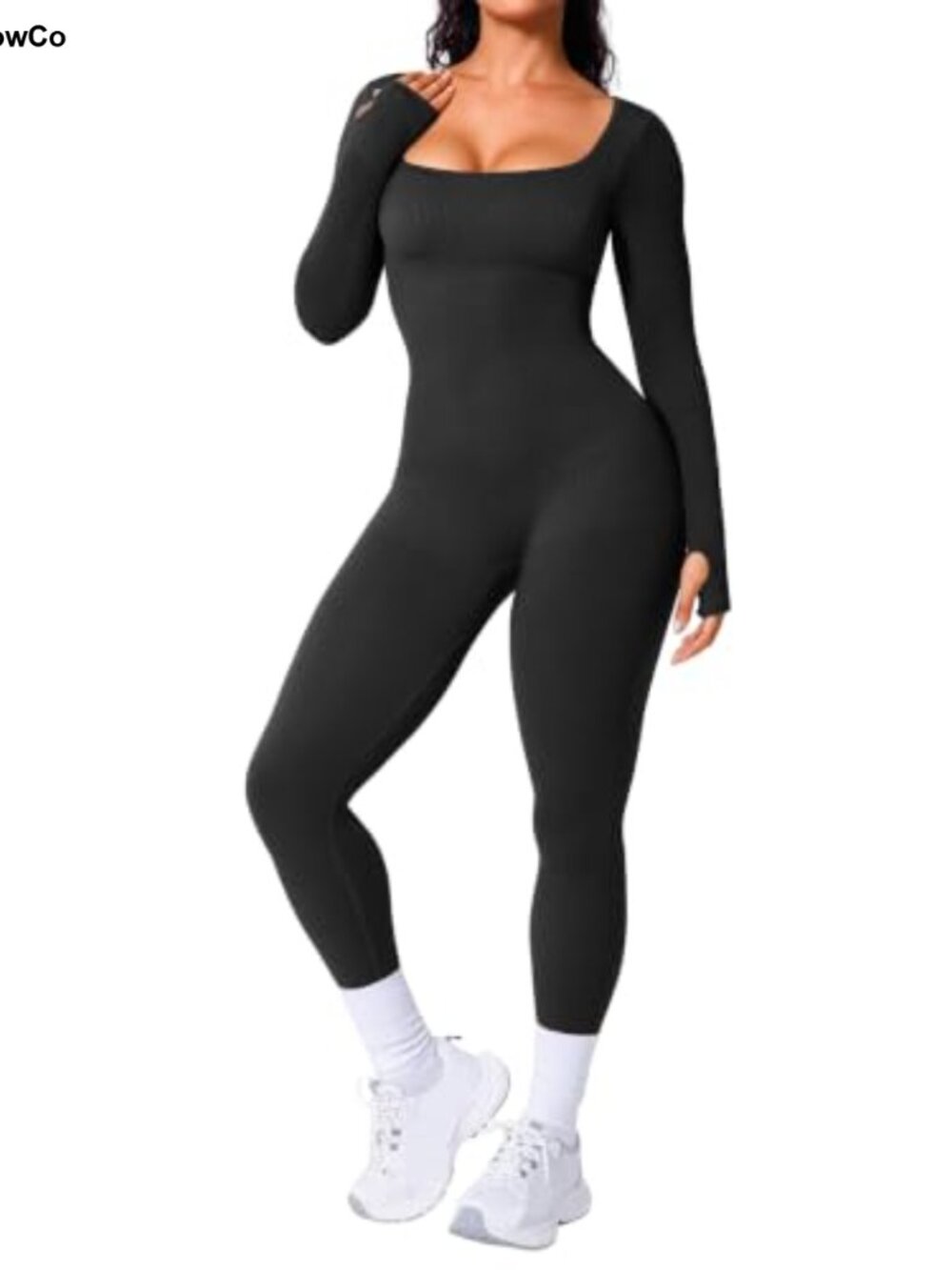 Long Sleeve Workout Jumpsuit Seamless Ribbed Tummy Control Yoga Pilates